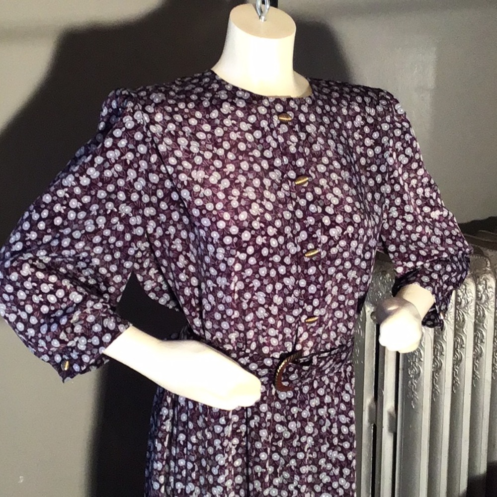Secretary Dress Belt Purple Floral Made in USA 18